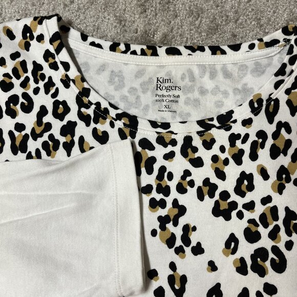 Kim Rogers Womens XL Leopard Print Top‎ 100% Cotton - Picture 4 of 8
